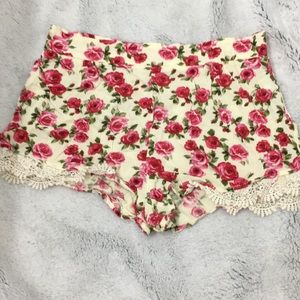 Floral pink and cream shorts